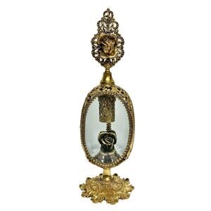 Vintage Stylebuilt NY Gold Ormolu Filigree Ornate Rose Perfume Bottle